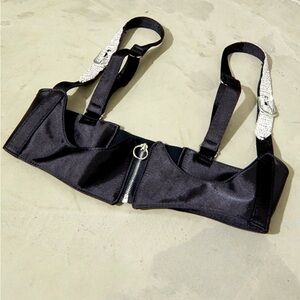 RHINESTONE ADJUSTABLE STRAP BLING BUSTIER/ CROSET TOP.